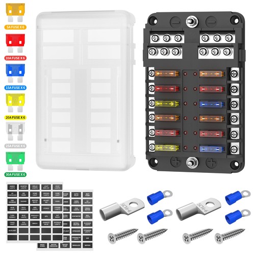 Circuit fuse block with led - 12,
